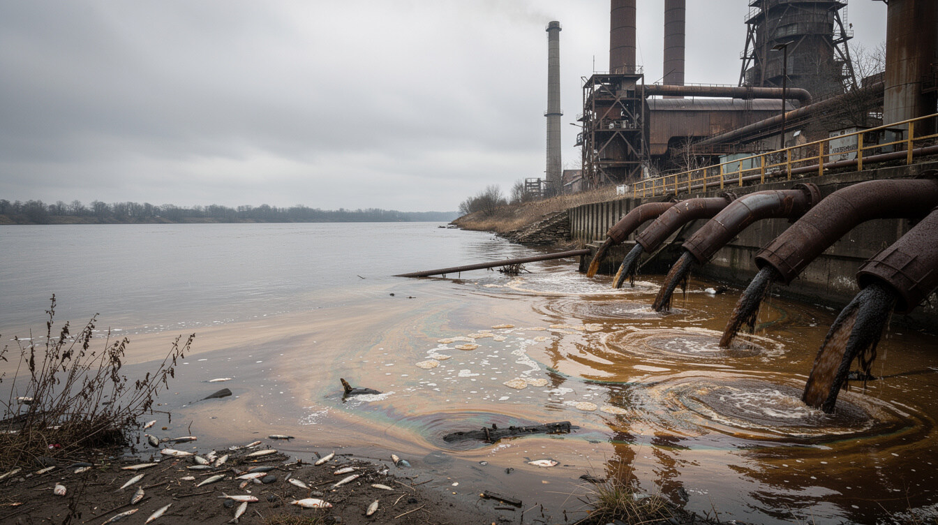 factory discharging waste into river