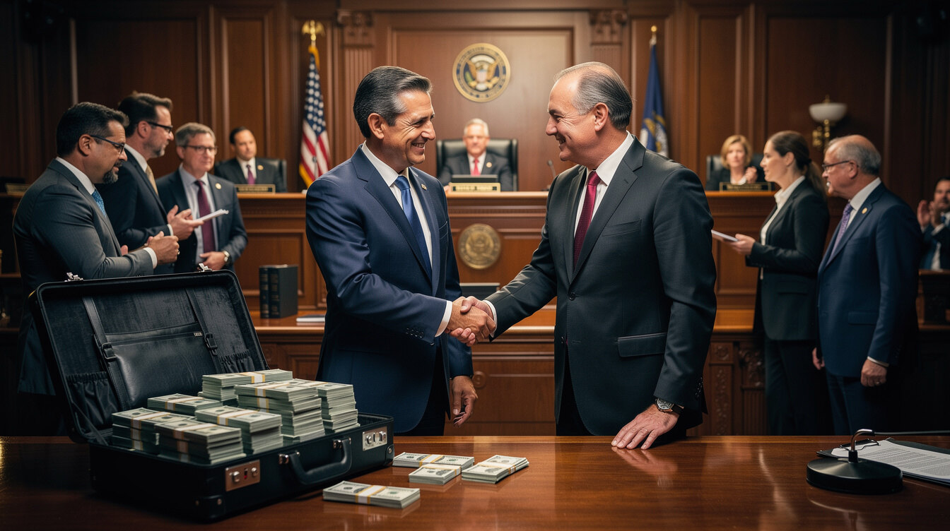 corrupt politician handshake